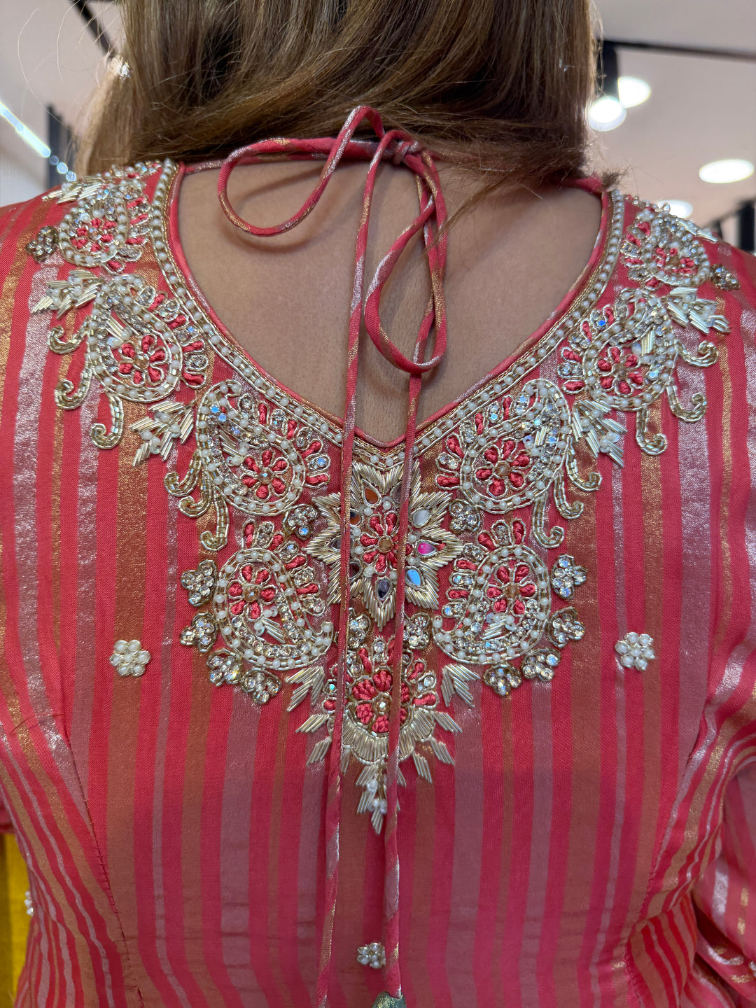 Zarina – Pink Tissue Lurex Handwork Garara Set