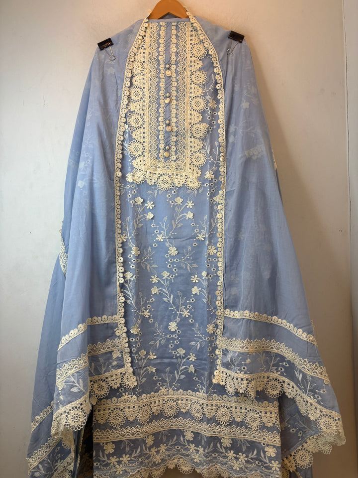 Noorjahan – Blue Mul Chanderi Chikankari Suit