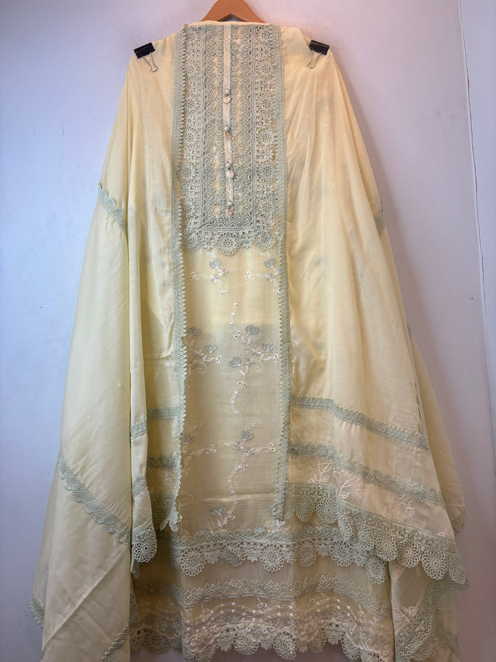 Noorjahan – Yellow Mul Chanderi Chikankari Suit