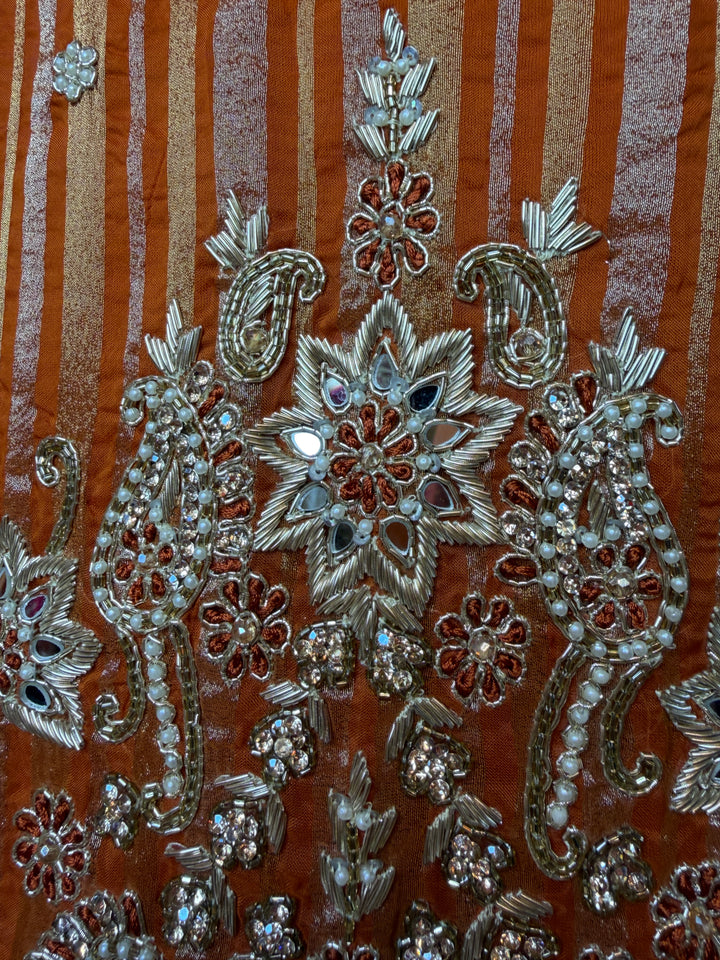 Zarina – Orange Tissue Lurex Handwork Garara Set