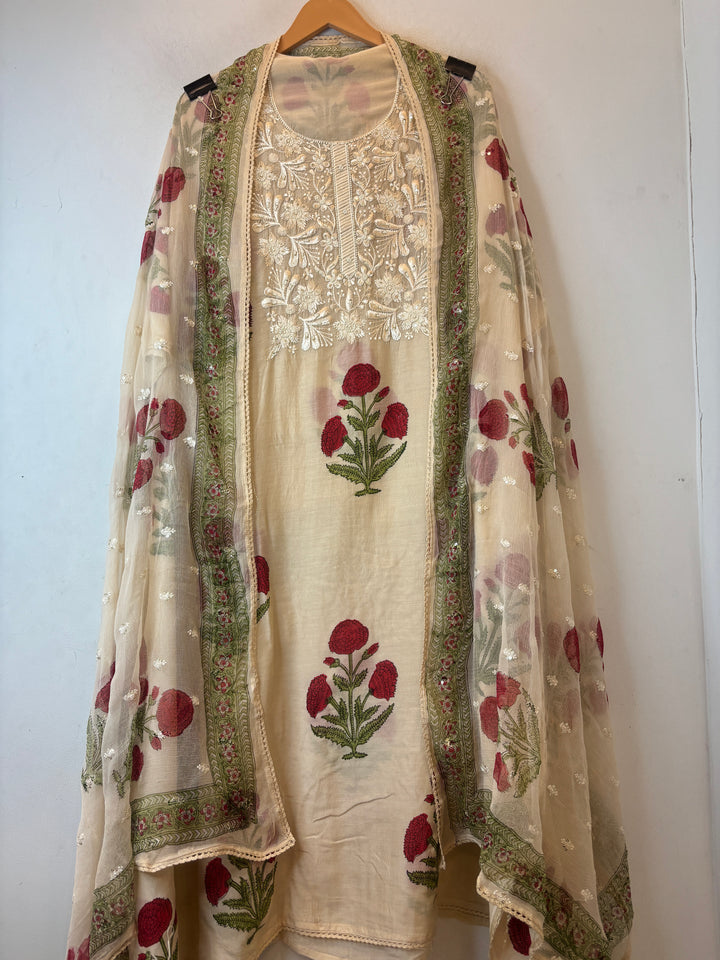 Noorza – Mul Chanderi Handblock Suit