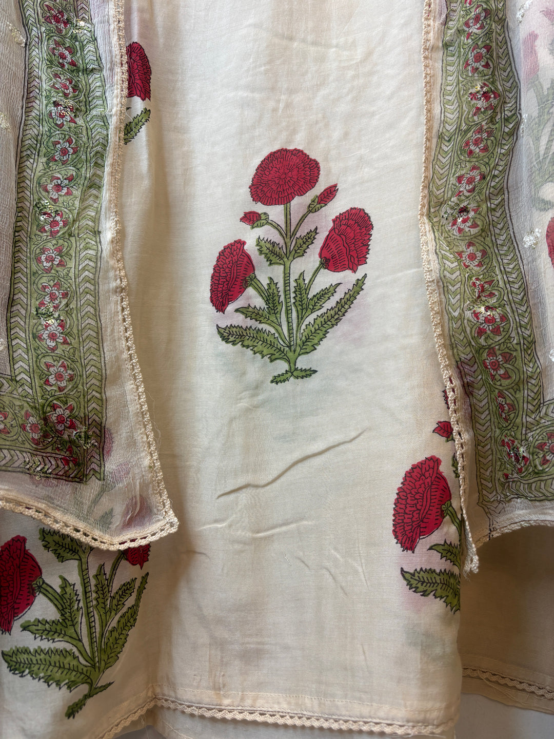 Noorza – Mul Chanderi Handblock Suit