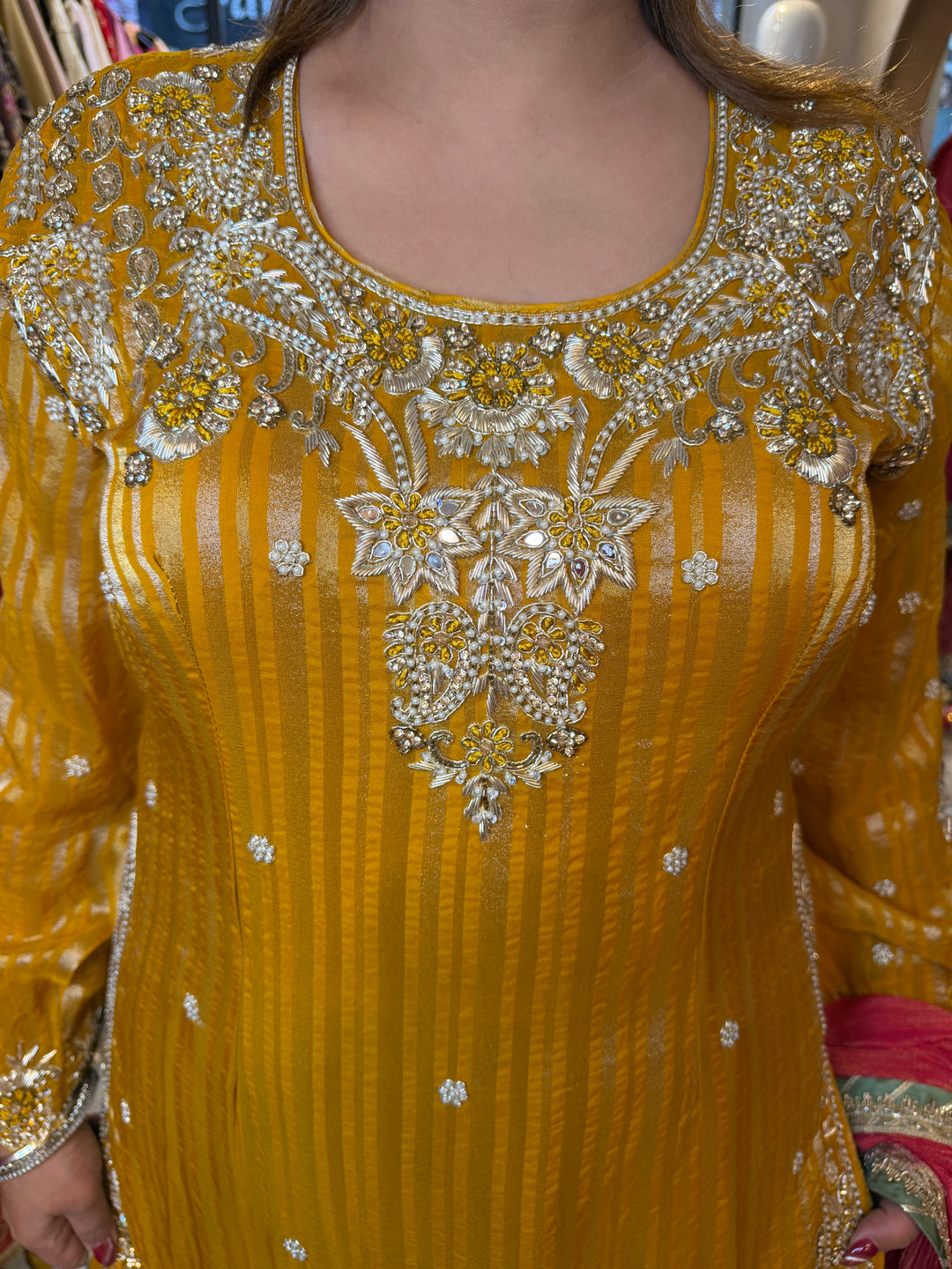 Zarina – Yellow Tissue Lurex Handwork Garara Set