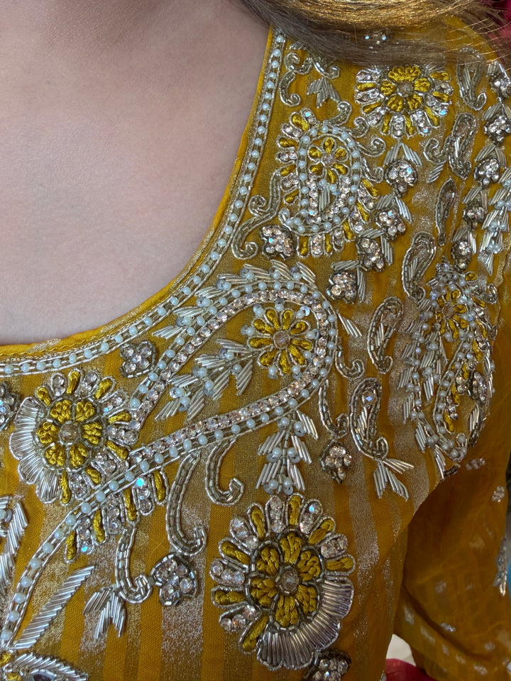 Zarina – Yellow Tissue Lurex Handwork Garara Set