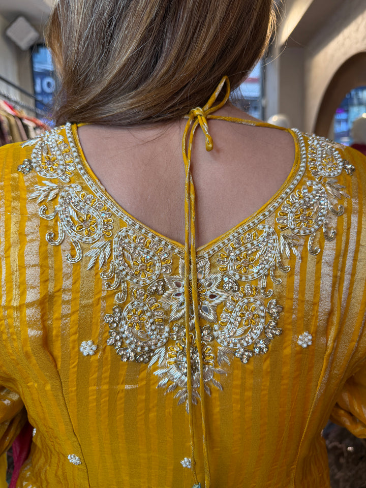 Zarina – Yellow Tissue Lurex Handwork Garara Set
