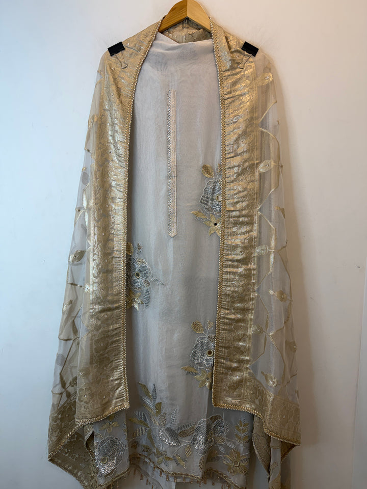 Floraya – Tissue Aari &amp; Gota Handwork Suit