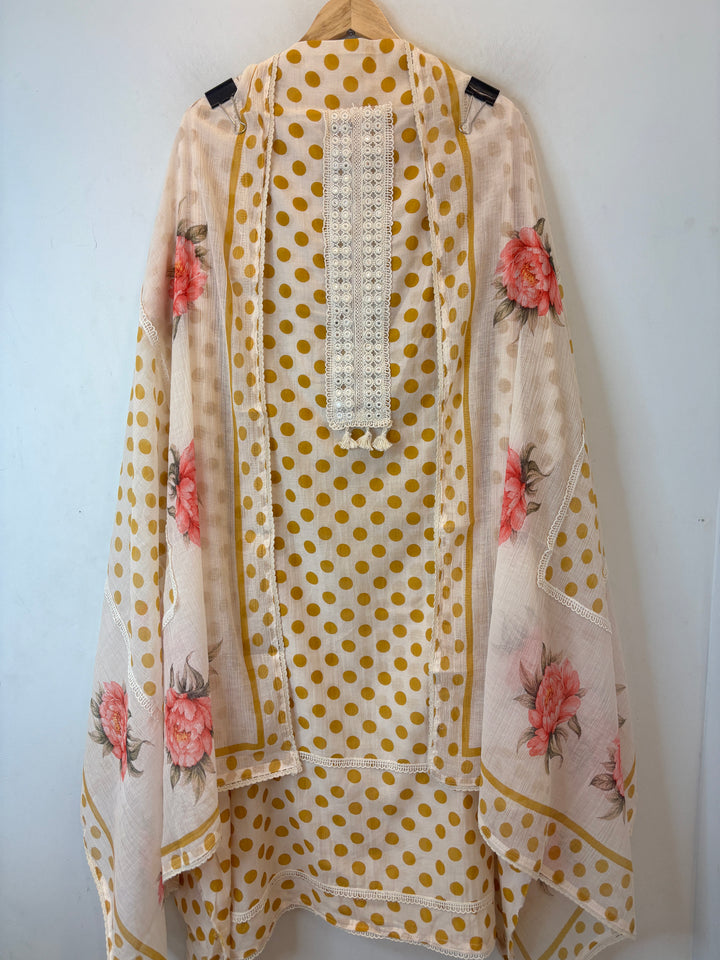 Polina – Mul Cotton Polka Lace Suit
