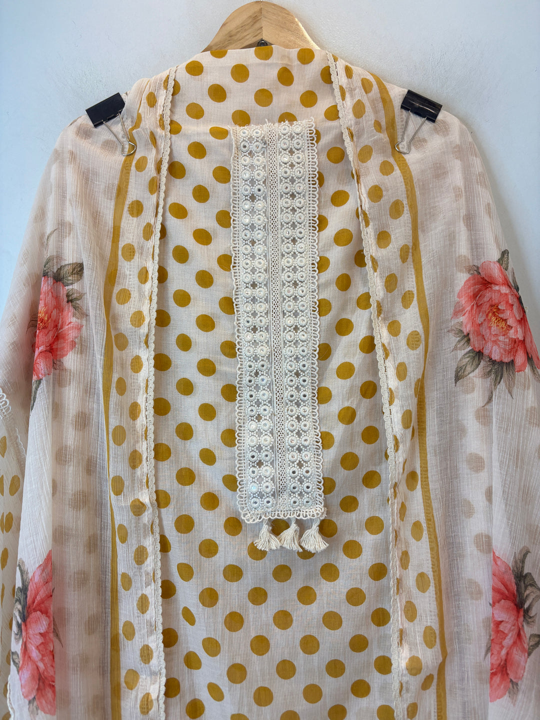 Polina – Mul Cotton Polka Lace Suit