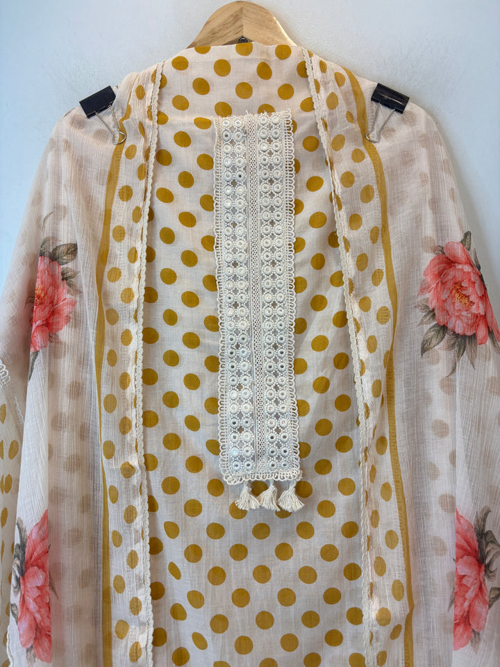 Polina – Mul Cotton Polka Lace Suit