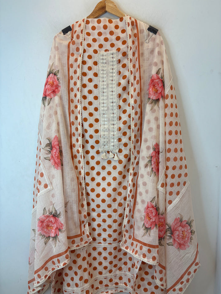 Polina – Mul Cotton Polka Lace Suit