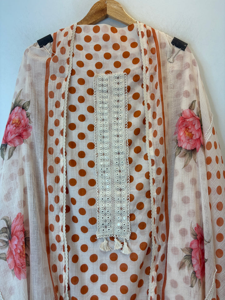 Polina – Mul Cotton Polka Lace Suit