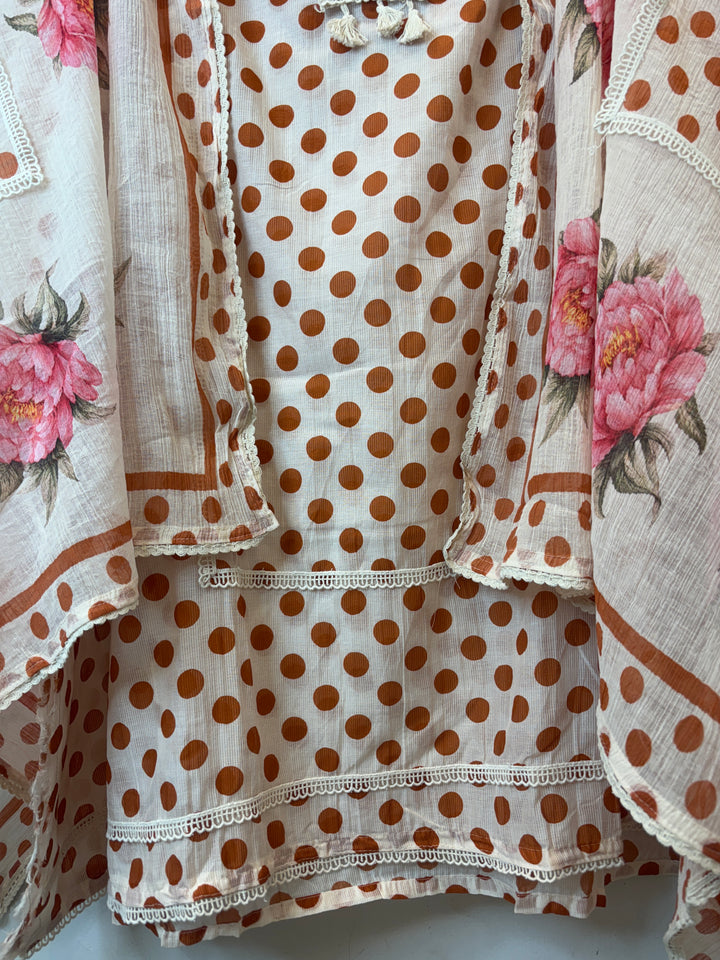 Polina – Mul Cotton Polka Lace Suit