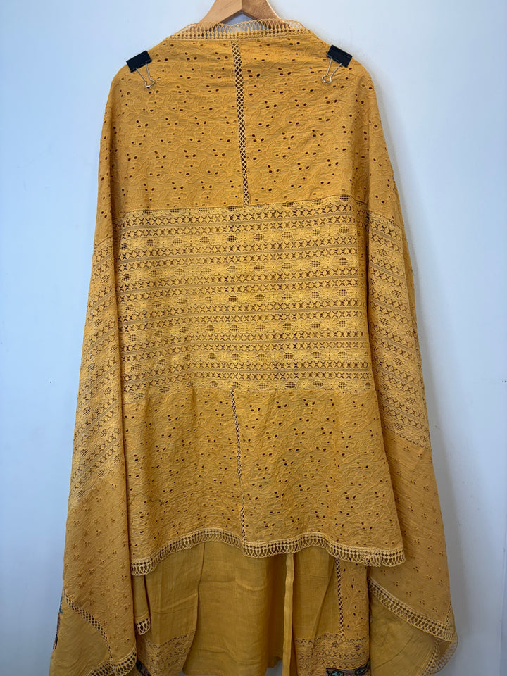 Yellow Hakuba Cotton Suit with Embroidery &amp; Lace Detailing