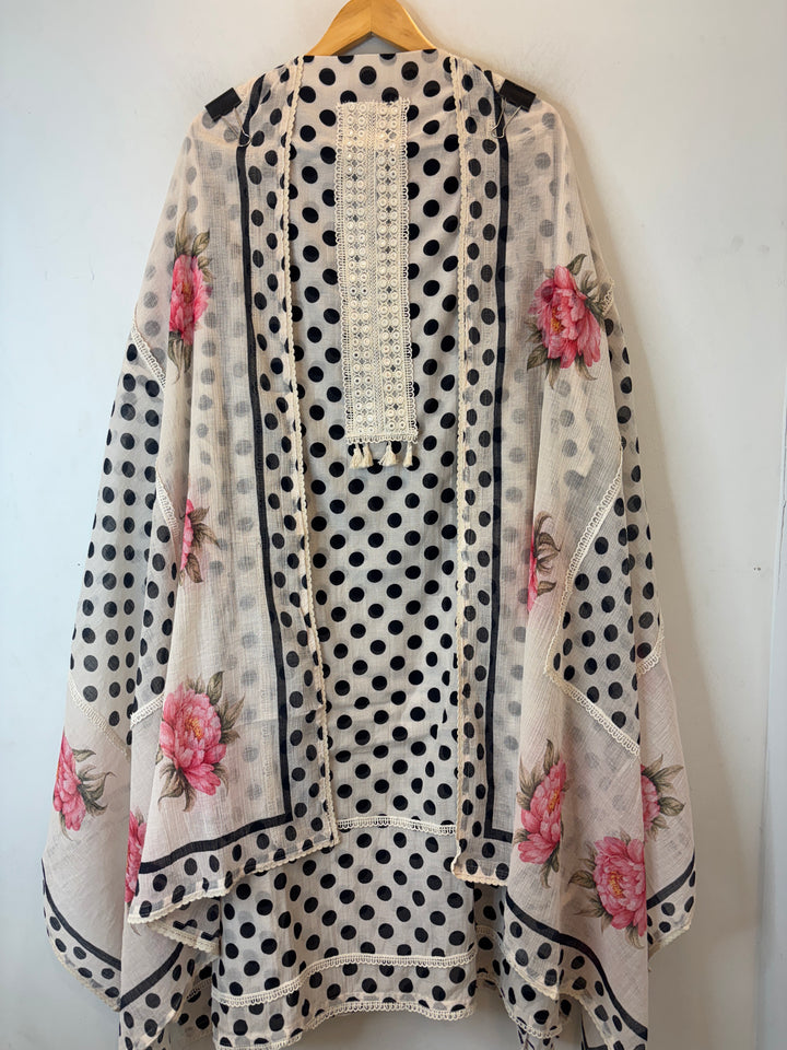 Polina – Mul Cotton Polka Lace Suit