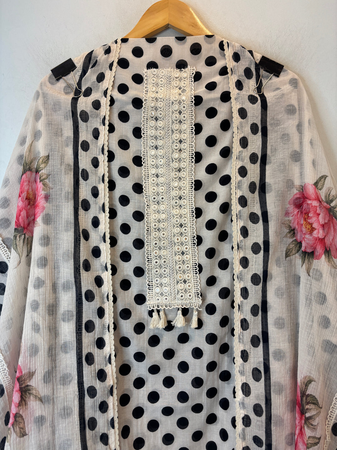 Polina – Mul Cotton Polka Lace Suit