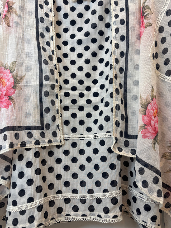 Polina – Mul Cotton Polka Lace Suit
