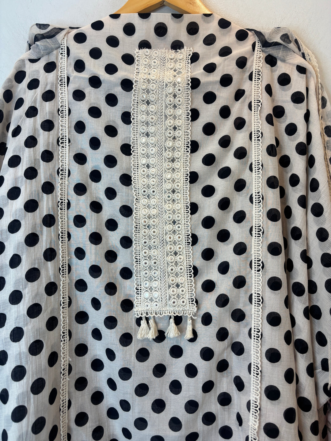 Polina – Mul Cotton Polka Lace Suit