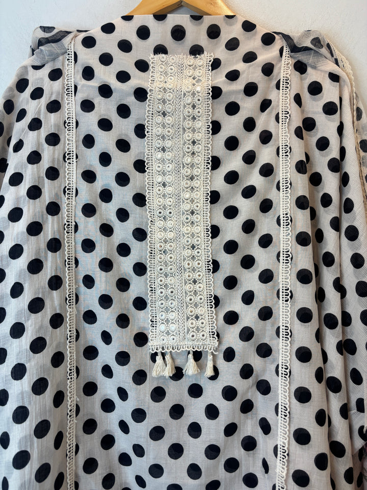 Polina – Mul Cotton Polka Lace Suit