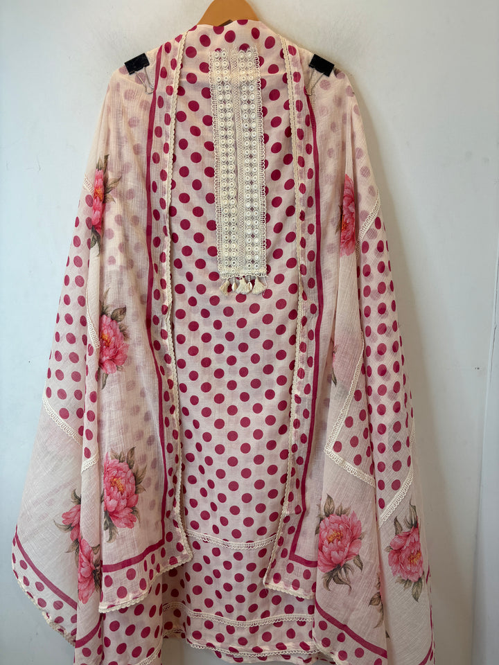 Polina – Mul Cotton Polka Lace Suit