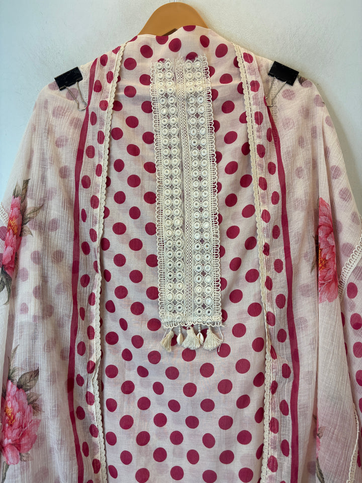 Polina – Mul Cotton Polka Lace Suit