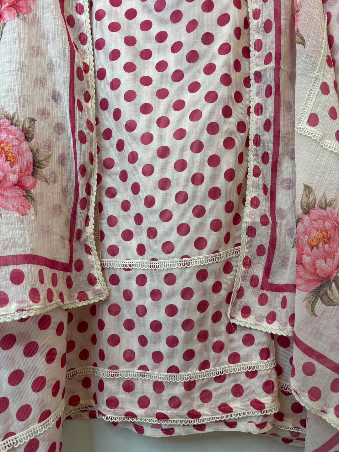 Polina – Mul Cotton Polka Lace Suit