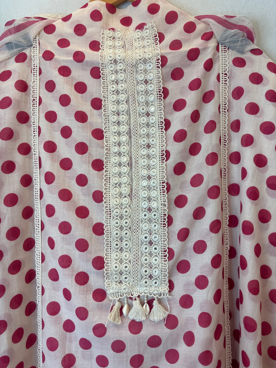 Polina – Mul Cotton Polka Lace Suit
