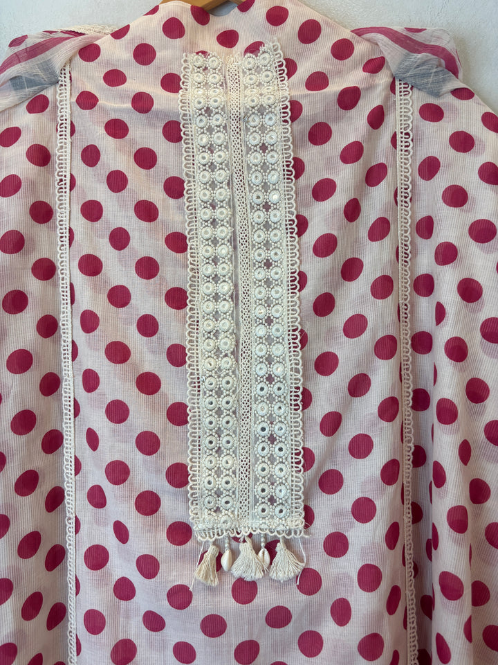 Polina – Mul Cotton Polka Lace Suit