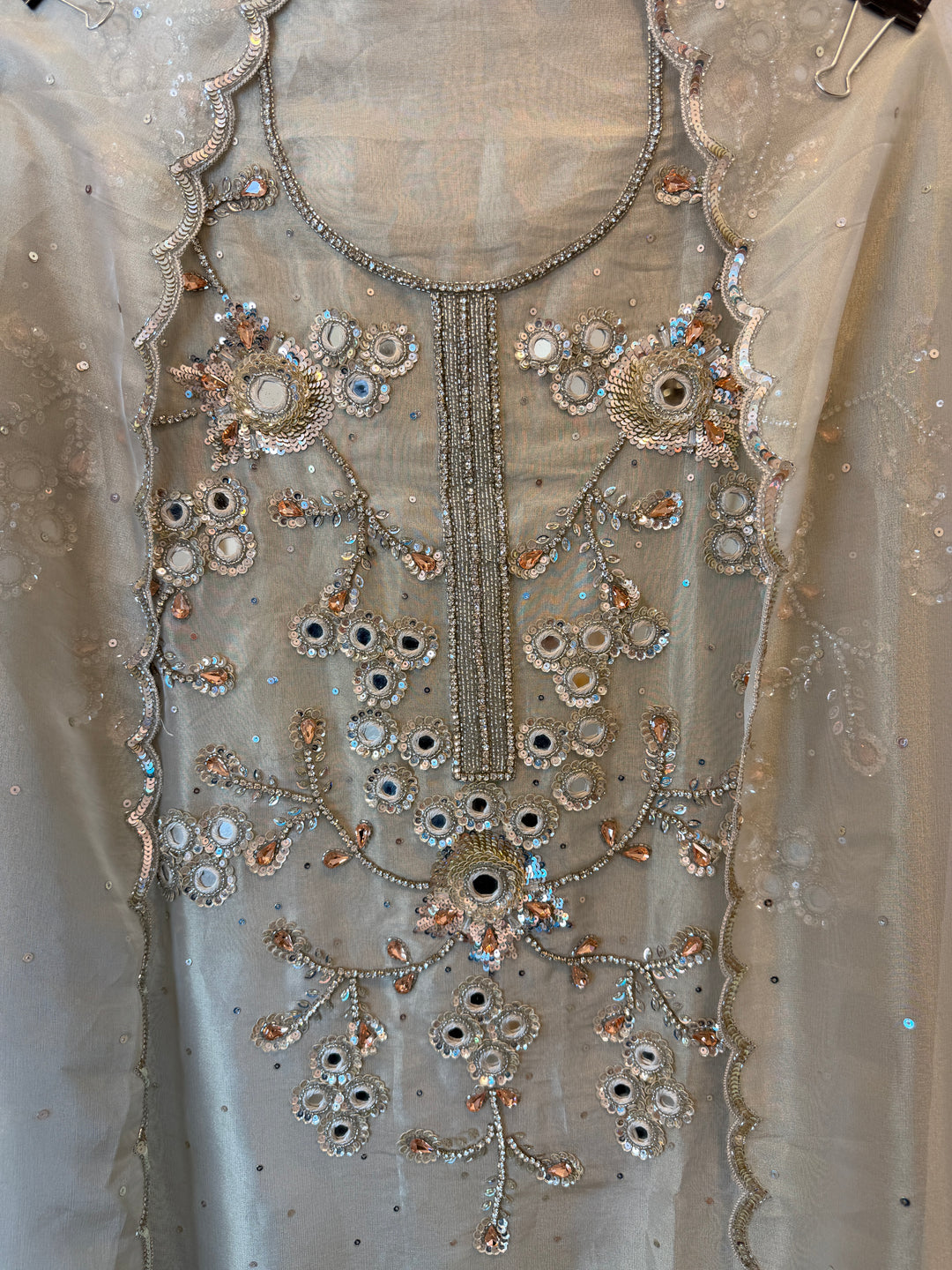 Mirielle – Mehandi ivory Tissue Shimmer Mirror Suit