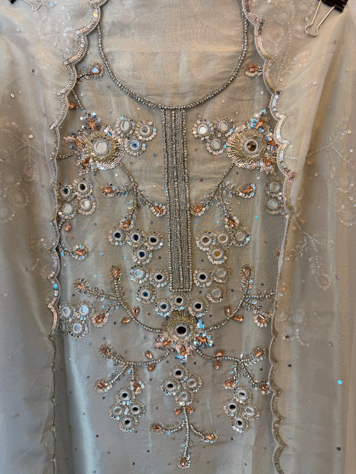 Mirielle – Mehandi ivory Tissue Shimmer Mirror Suit