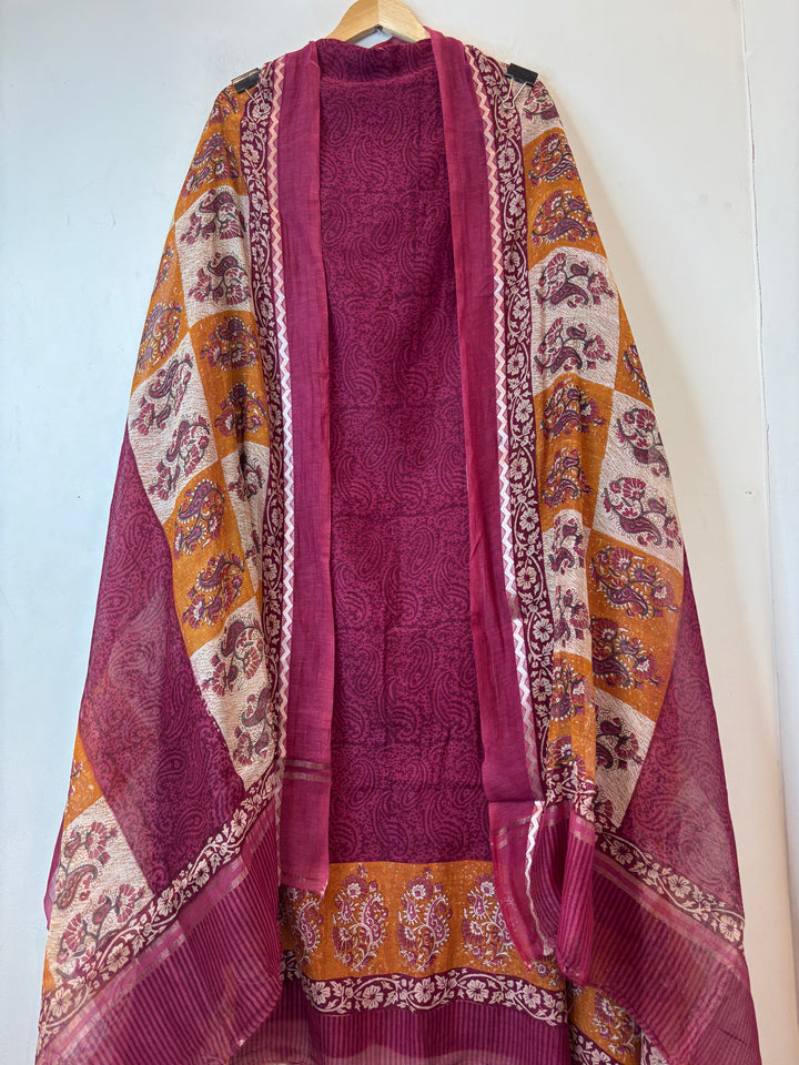 Mehar – Pink Mul Chanderi Printed Suit
