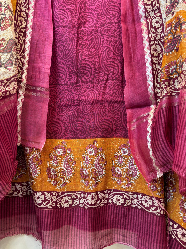 Mehar – Pink Mul Chanderi Printed Suit