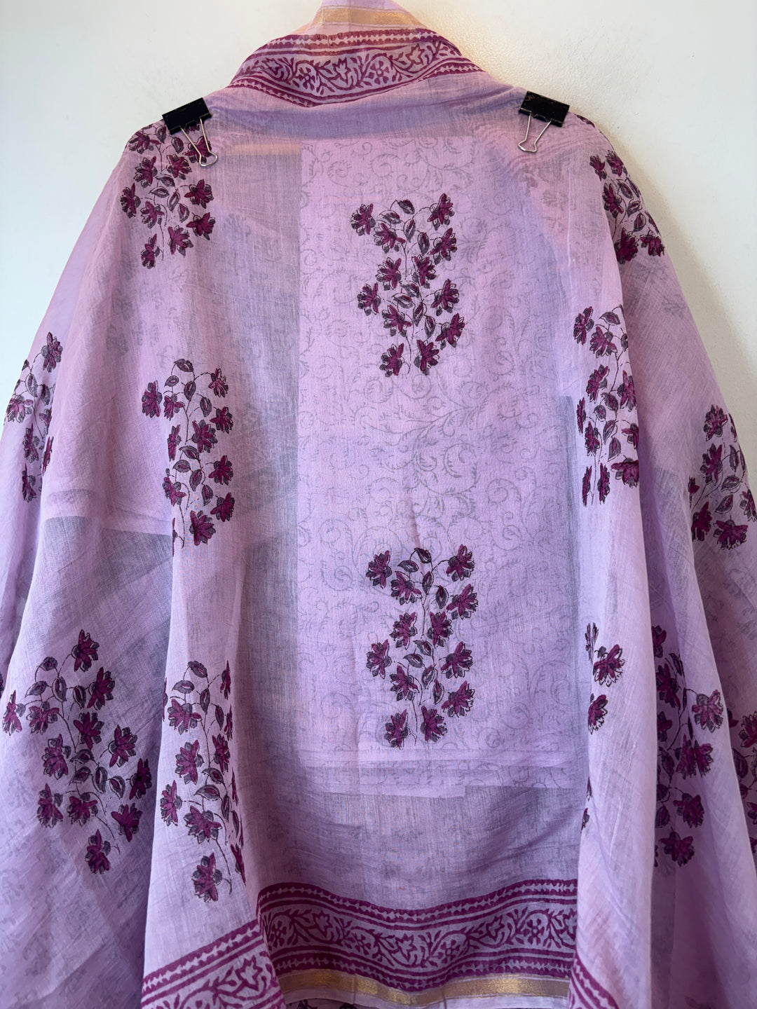 Lilac Mul Chanderi Hand Block Printed Suit Set ML03