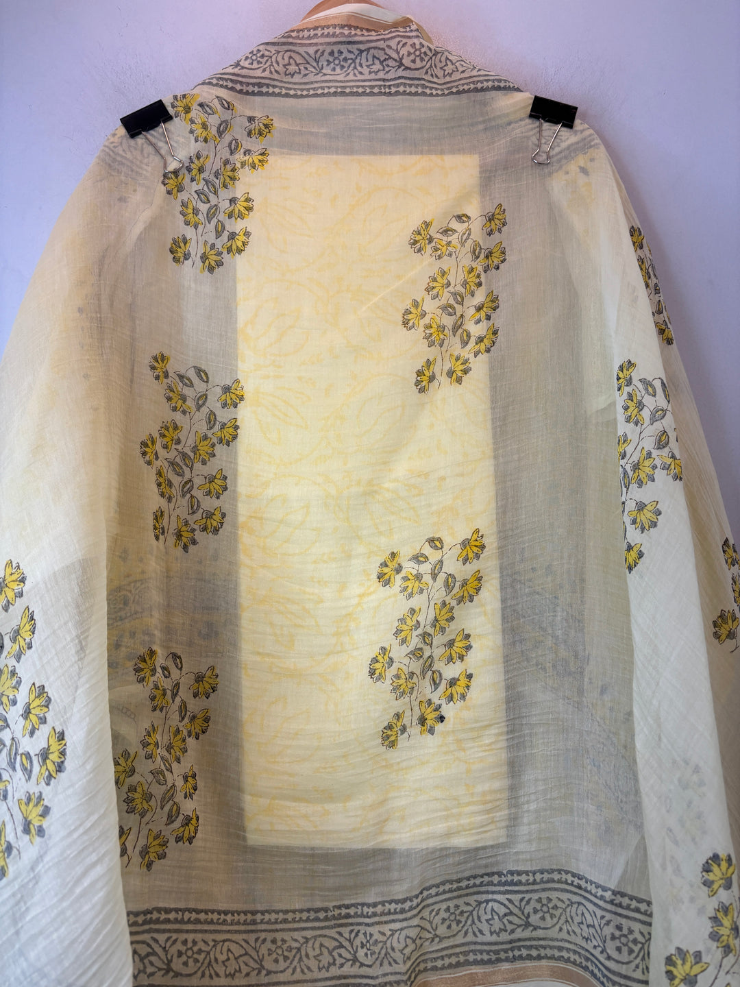 Yellow Mul Chanderi Hand Block Printed Suit Set ML01
