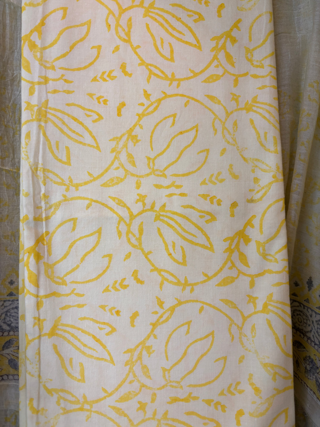 Yellow Mul Chanderi Hand Block Printed Suit Set ML01