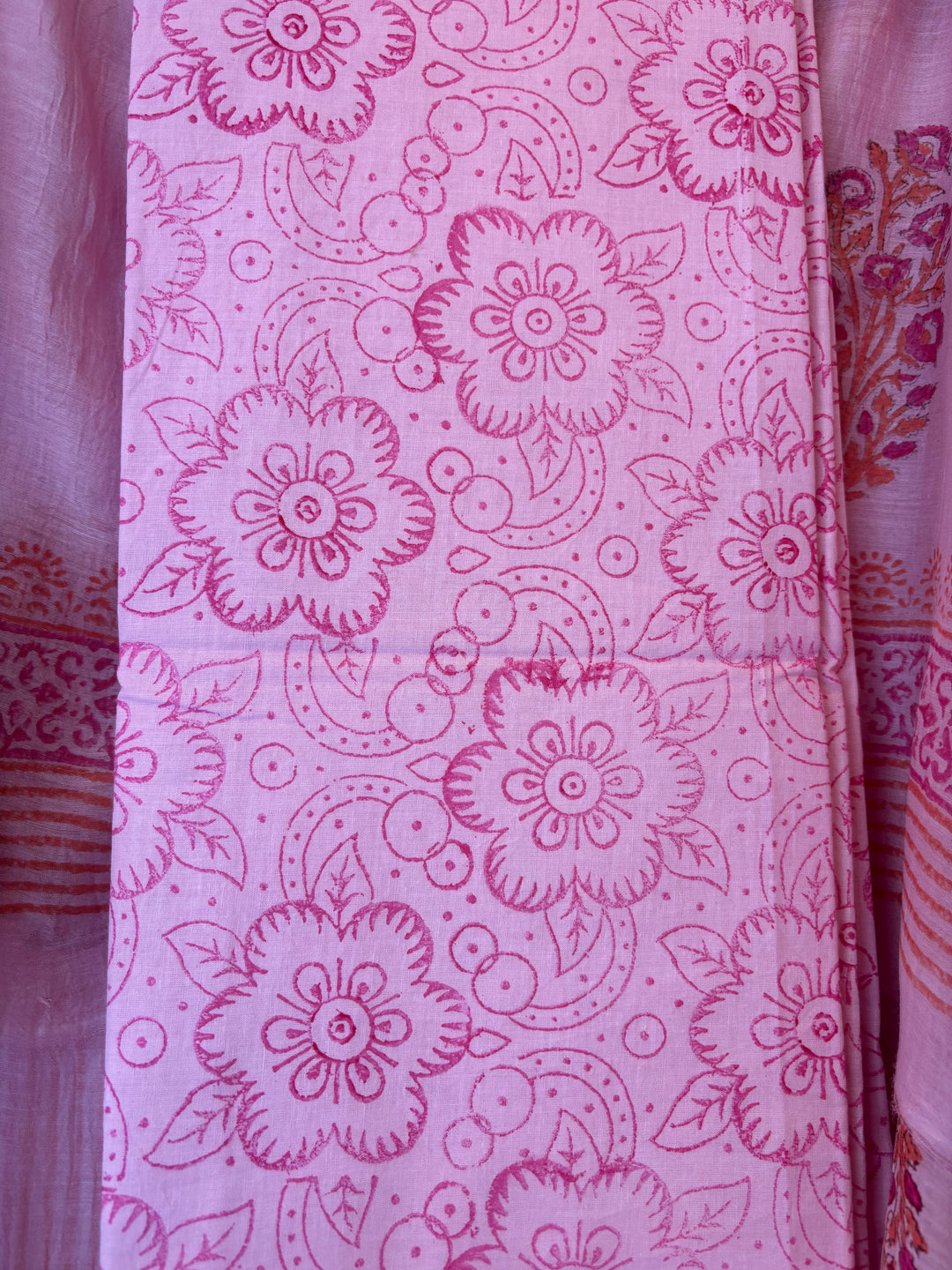 Dark Pink Mul Chanderi Hand Block Printed Suit Set ML08