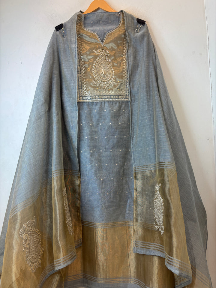 Zarin – Blue Chanderi Embellished Suit