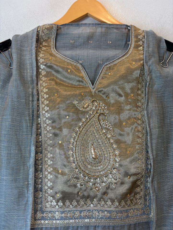 Zarin – Blue Chanderi Embellished Suit