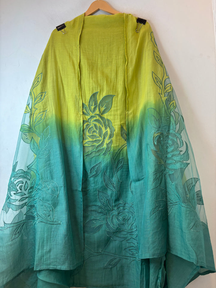 Ombrelle – Green Mul Cotton Cutwork Suit