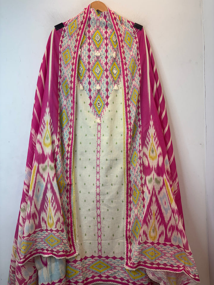 Ikshita – Fuchsia Pink Mul Cotton Printed Suit