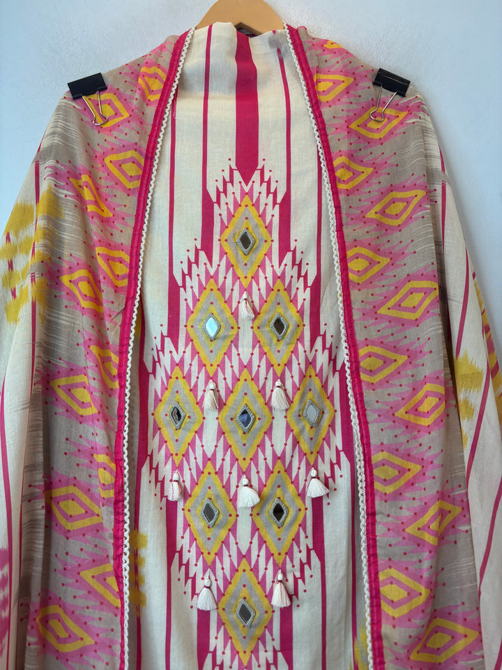 Ikshita – Pink Mustard Mul Cotton Printed Suit