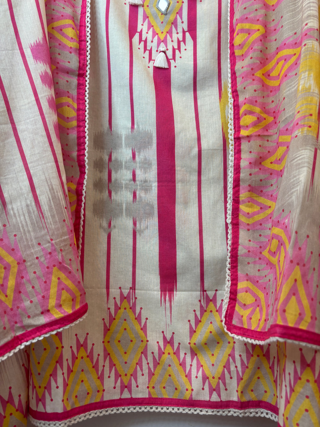 Ikshita – Pink Mustard Mul Cotton Printed Suit