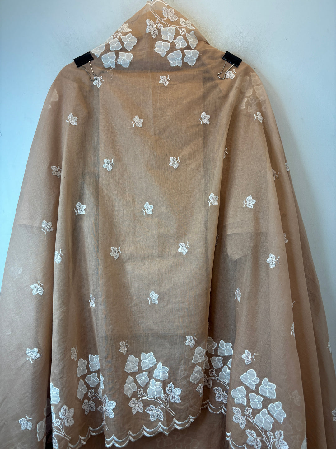 Afsana – Camel Beige Mul Chanderi Appliqué Suit