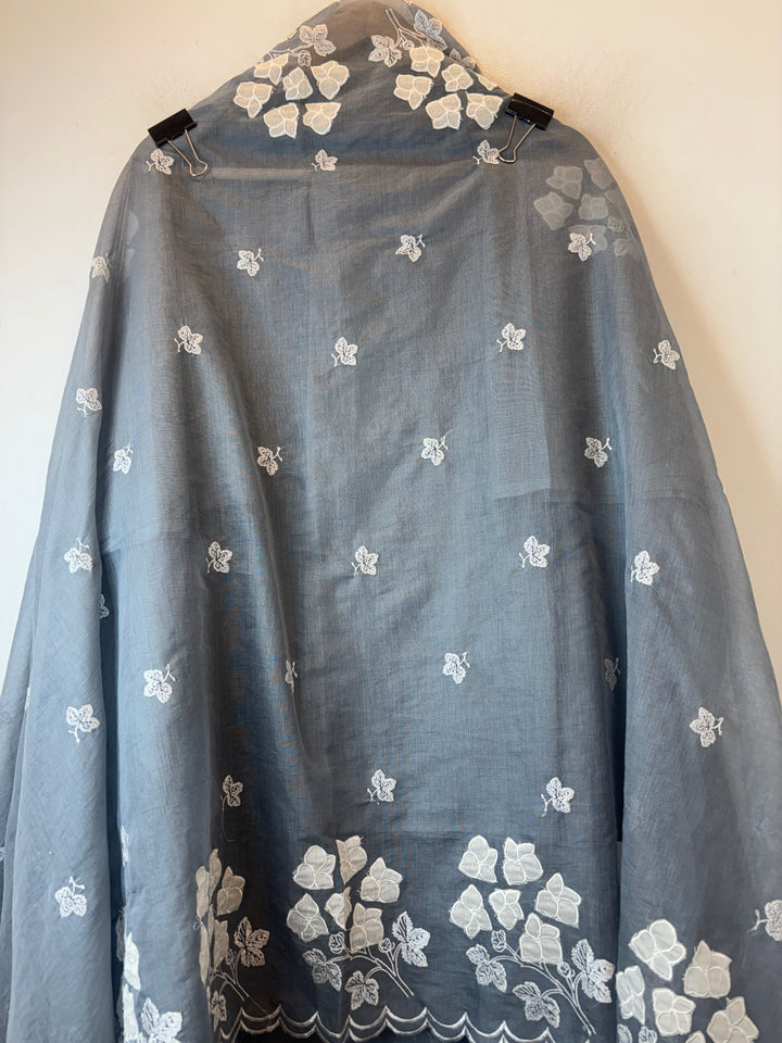 Afsana – Grey Mul Chanderi Appliqué Suit
