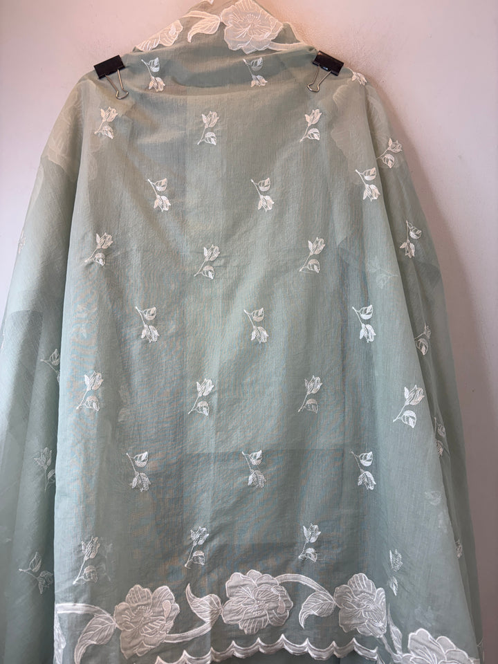 Noorika – Mint Green Mul Chanderi Appliqué Elegance Suit