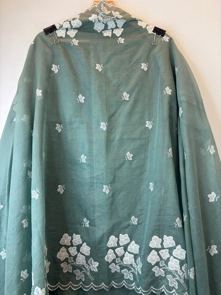 Afsana –  Green Mul Chanderi Appliqué Suit