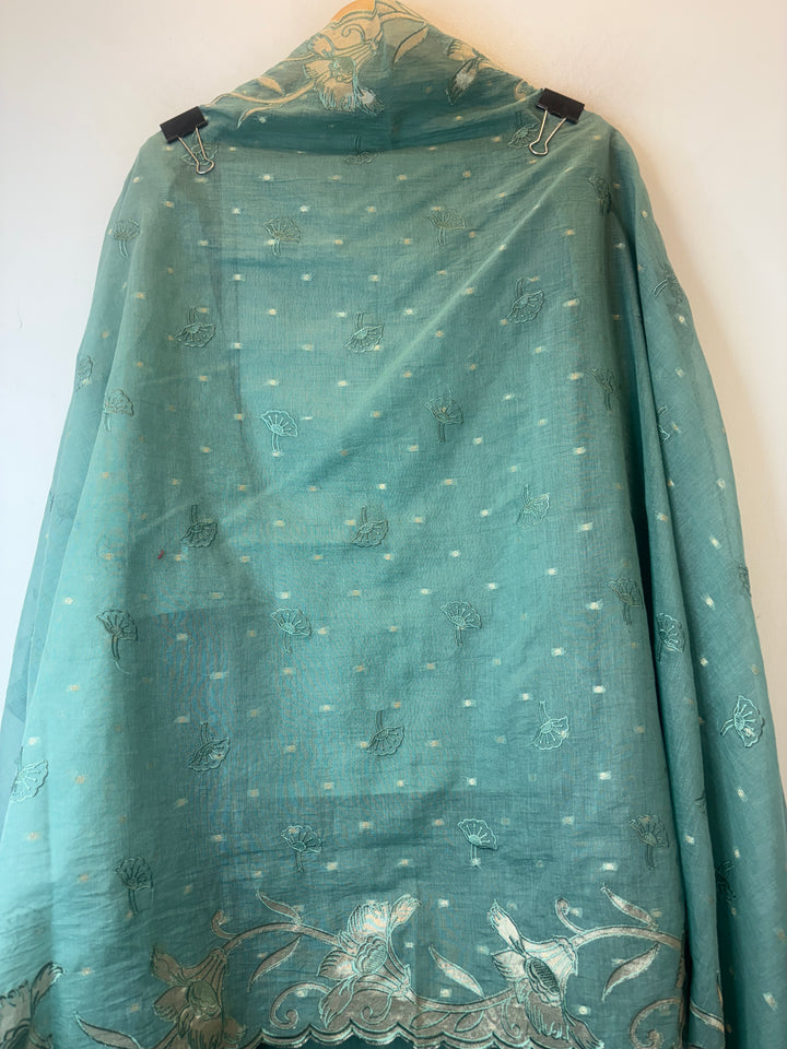 Zareen – Green Mul Chanderi Appliqué Heritage Suit