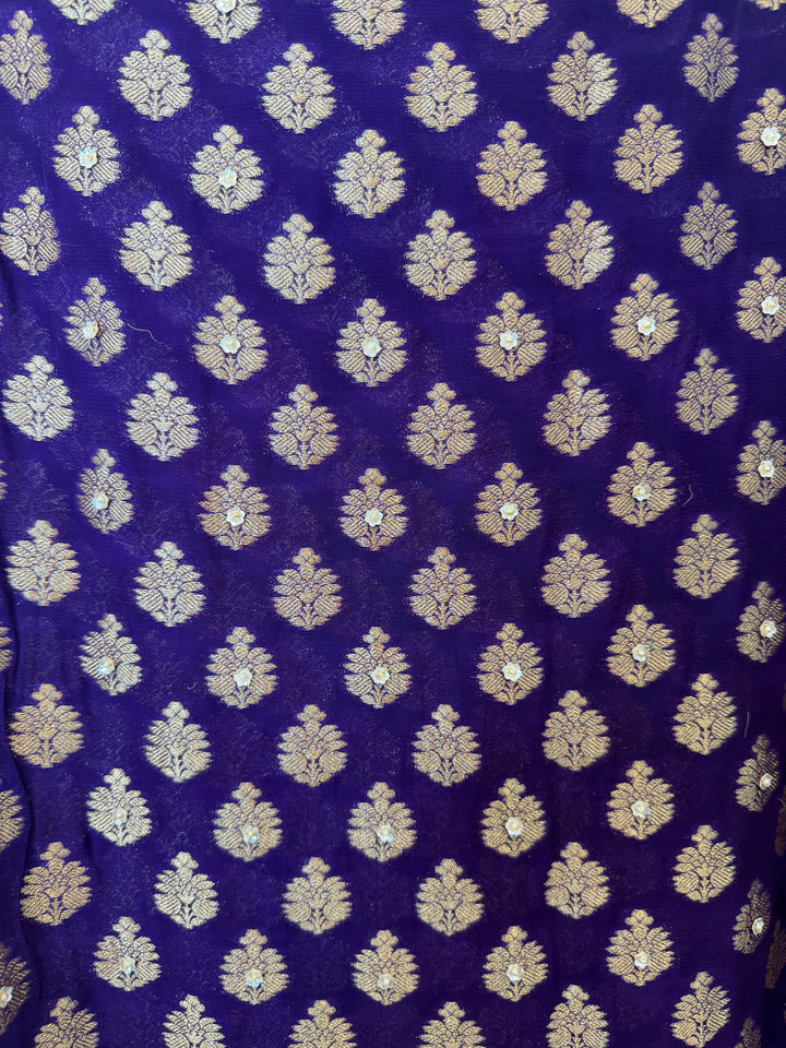 Zareya – Purple Khadi Georgette &amp; Brocade Handwork Suit