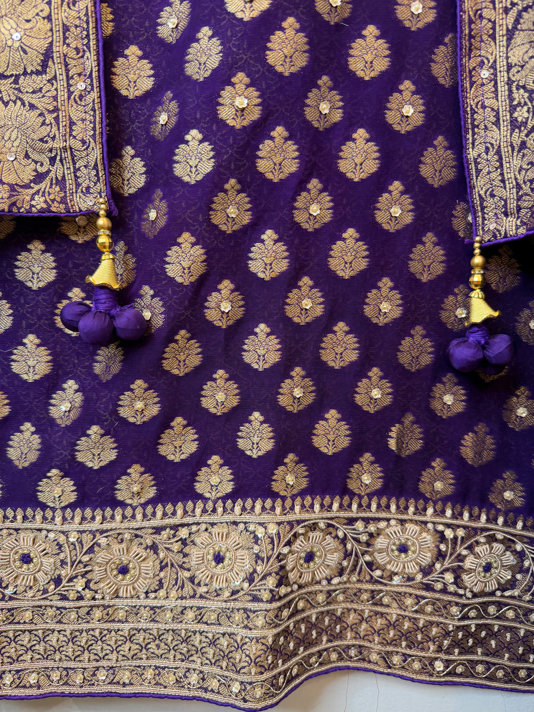Zareya – Purple Khadi Georgette &amp; Brocade Handwork Suit