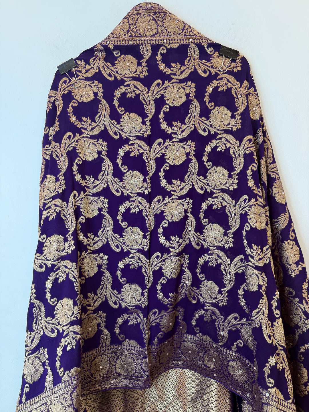 Zareya – Purple Khadi Georgette &amp; Brocade Handwork Suit