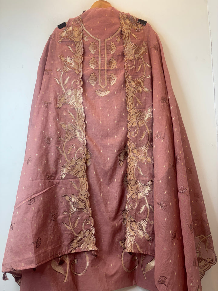 Zareen – Blush Pink Mul Chanderi Appliqué Heritage Suit
